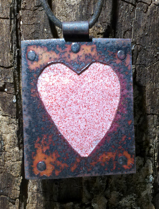 making of a copper heart handmade jewelry pendant