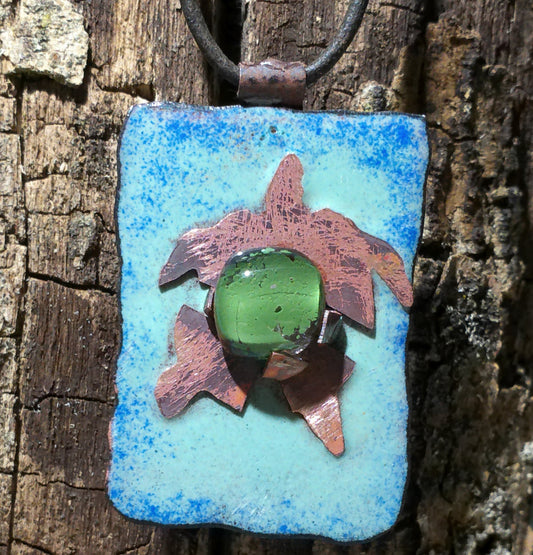 Copper Turtle with Fused Glass Raindrop. How it was created