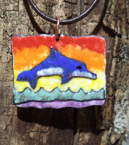 Dolphin gift necklace hand made jewelry unique hand painted dolphin pendant for her dolphin art handmade jewelry hand made