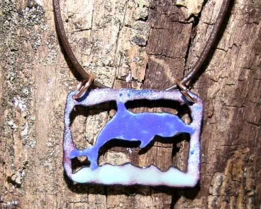 Dolphin gift copper fretwork necklace jewelry unique hand-painted dolphin pendant