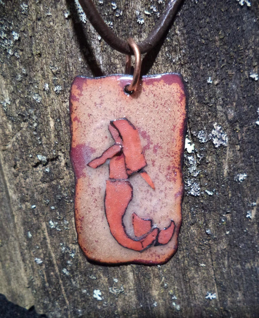 Mermaid gift copper necklace jewelry unique hand-painted mermaid pendant for her mermaid lover handmade jewelry.