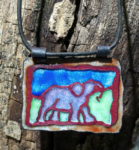 Elephant gift copper necklace jewelry unique hand-painted Elephant