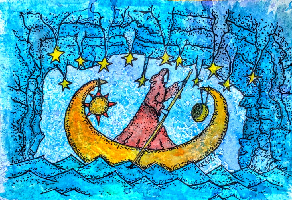 The artwork presents a whimsical and imaginative scene, instantly capturing the viewer's attention.