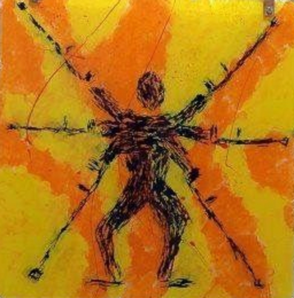 In All Directions Reverse Glass Painting featuring people with different abilities in and abstract/expression mode of art