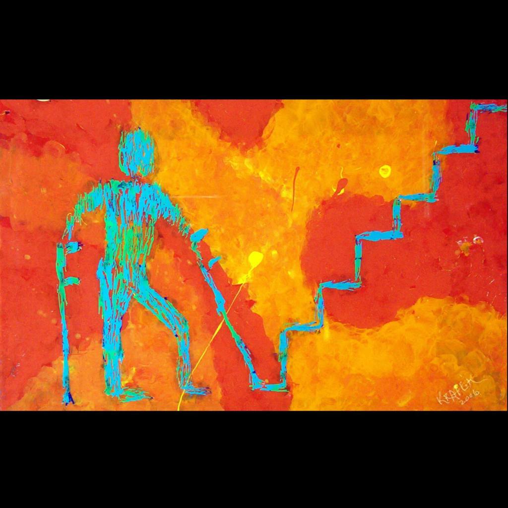 No Stairway to Heaven Reverse Glass Painting featuring people with different abilities in and abstract/expression mode of art